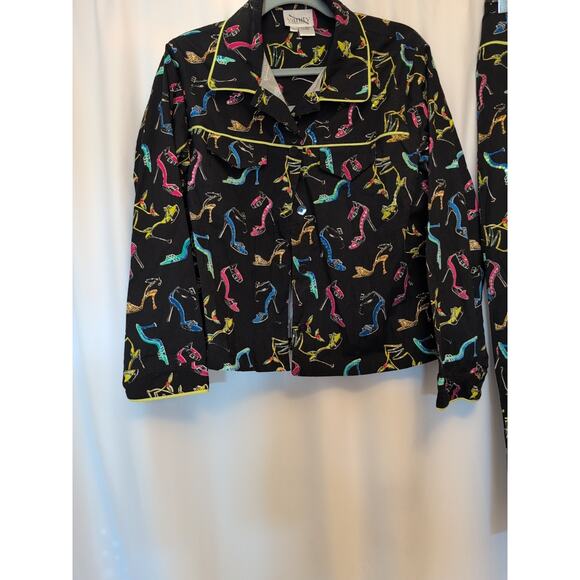 Vanity Collection VTG 90s sequin pants set XL jacket L high heels pockets! cute! - Picture 2 of 13